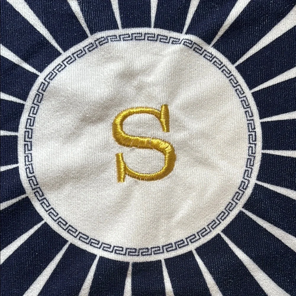 Blue and White Circular Beach Towel